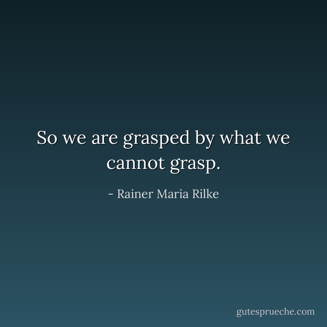 So we are grasped by what we cannot grasp. - Rainer Maria Rilke