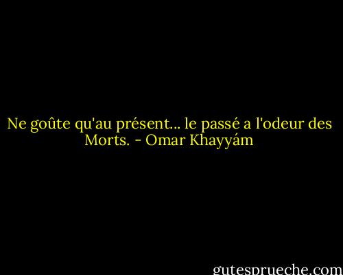 Ne goûte qu'au présent... le passé a l'odeur<br />des Morts. - Omar Khayyám