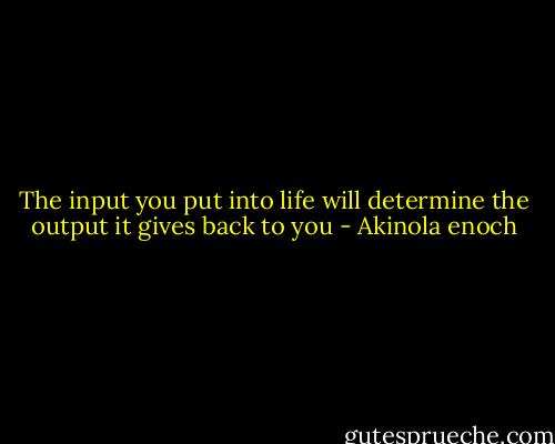 The input you put into life will determine the output it gives back to you - Akinola enoch