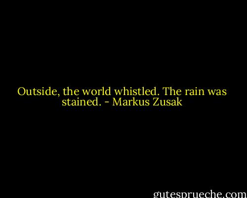 Outside, the world whistled. The rain was stained. - Markus Zusak