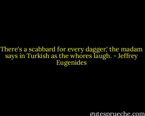 There's a scabbard for every dagger,' the madam says in Turkish as the whores laugh. - Jeffrey Eugenides