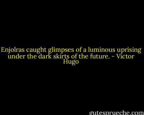 Enjolras caught glimpses of a luminous uprising under the dark skirts of the future. - Victor Hugo