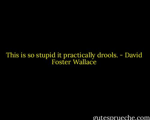 This is so stupid it practically drools. - David Foster Wallace