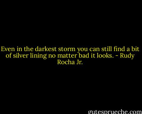 Even in the darkest storm you can still find a bit of silver lining no matter bad it looks. - Rudy Rocha Jr.