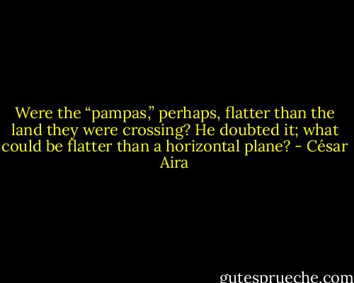 Were the “pampas,” perhaps, flatter than the land they were crossing? He doubted it; what could be flatter than a horizontal plane? - César Aira