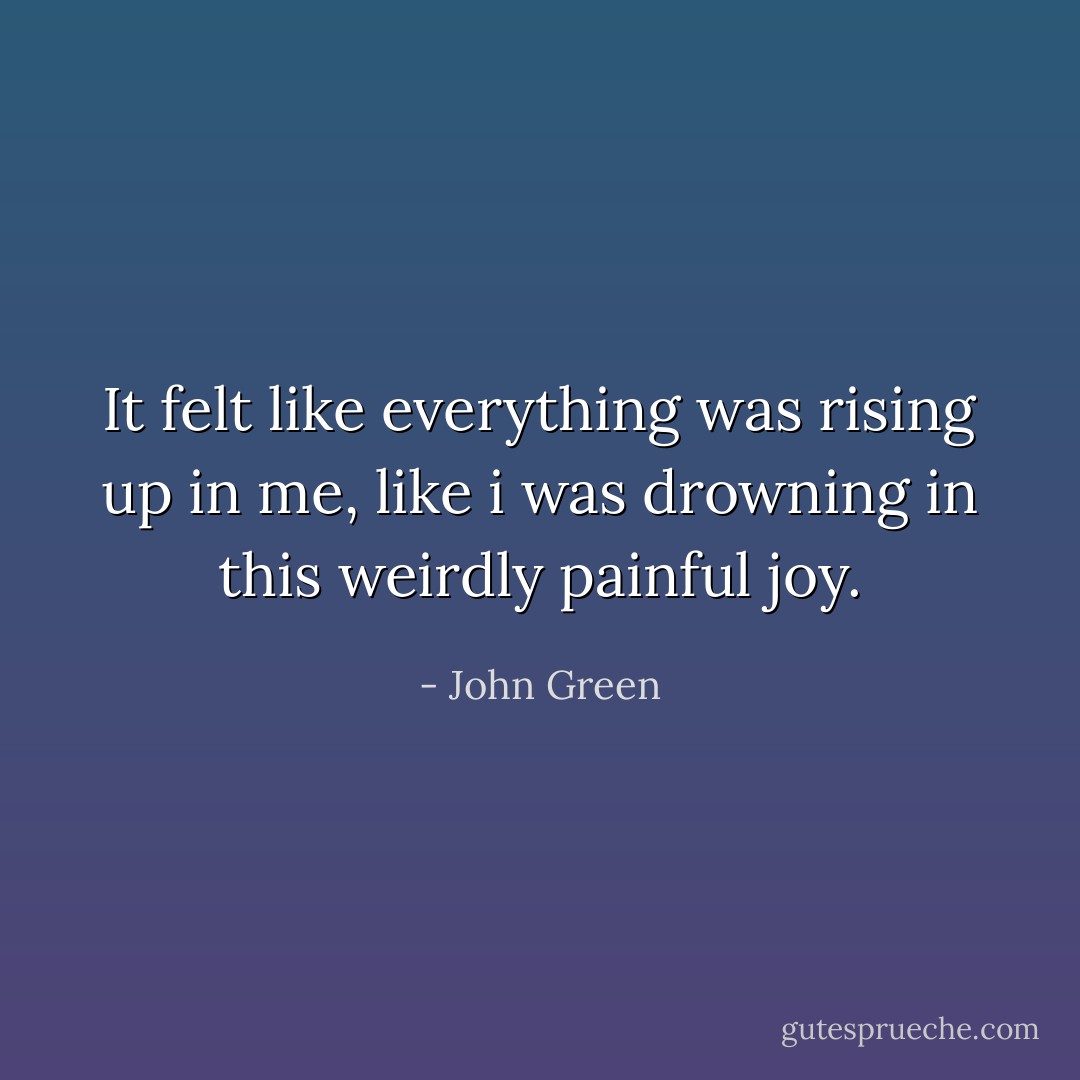 It felt like everything was rising up in me, like i was drowning in this weirdly painful joy. - John Green