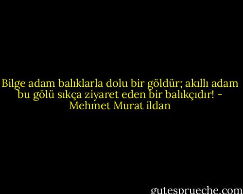 Bilge adam balıklarla dolu bir göldür; akıllı adam bu gölü sıkça ziyaret eden bir balıkçıdır! - Mehmet Murat ildan