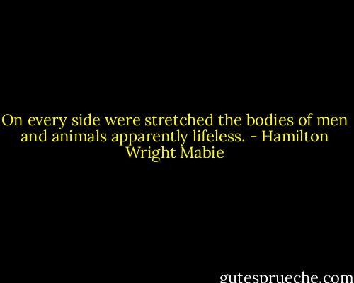 On every side were stretched the bodies of men and animals apparently lifeless. - Hamilton Wright Mabie