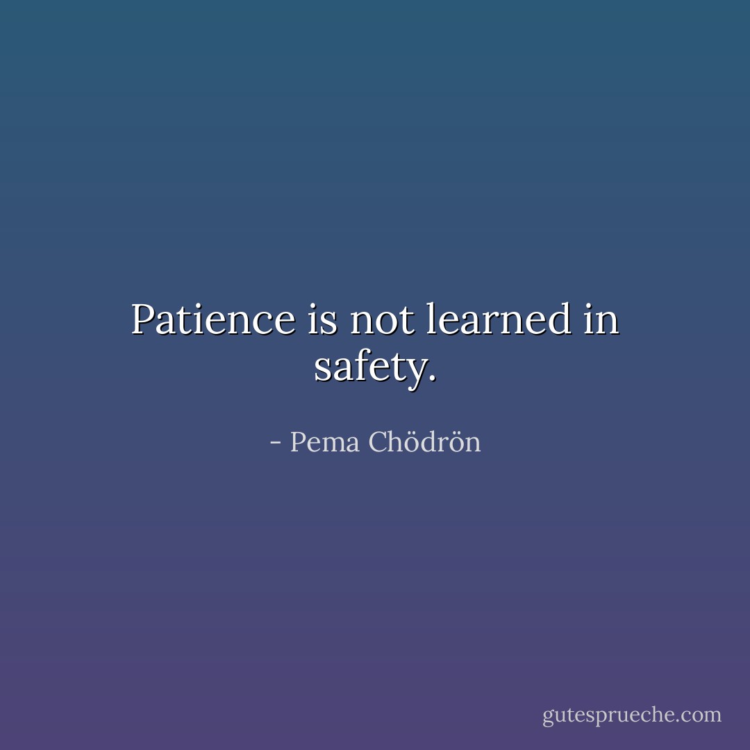 Patience is not learned in safety. - Pema Chödrön