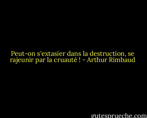 Peut-on s'extasier dans la destruction, se rajeunir par la cruauté ! - Arthur Rimbaud