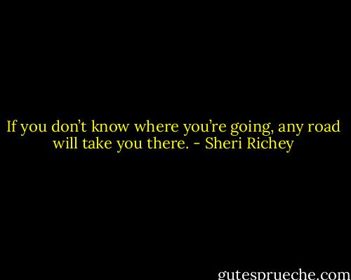 If you don’t know where you’re going, any road will take you there. - Sheri Richey