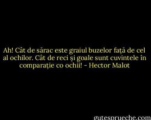 Ah! Cât de sărac este graiul buzelor față de cel al ochilor. Cât de reci și goale sunt cuvintele în comparație co ochii! - Hector Malot