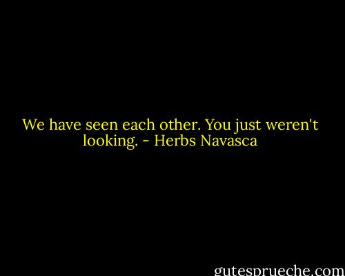 We have seen each other. You just weren't looking. - Herbs Navasca