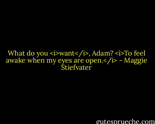 What do you <i>want</i>, Adam?<br /><i>To feel awake when my eyes are open.</i> - Maggie Stiefvater