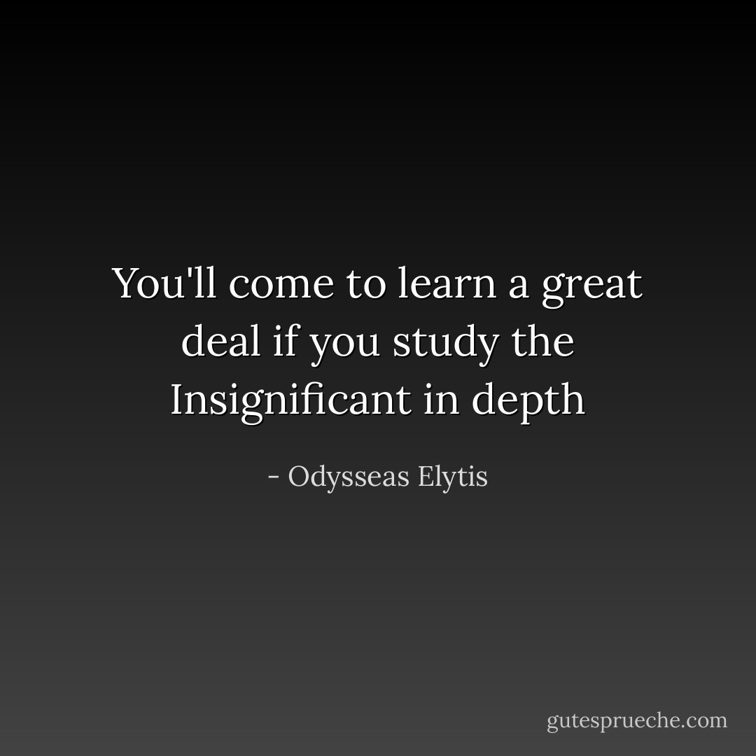 You'll come to learn a great deal if you study the Insignificant in depth - Odysseas Elytis