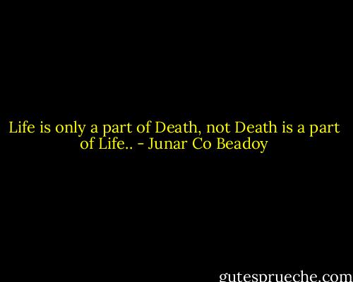 Life is only a part of Death, not Death is a part of Life.. - Junar Co Beadoy
