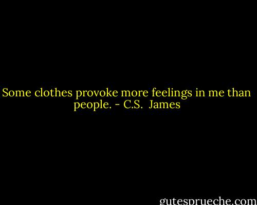 Some clothes provoke more feelings in me than people. - C.S.  James