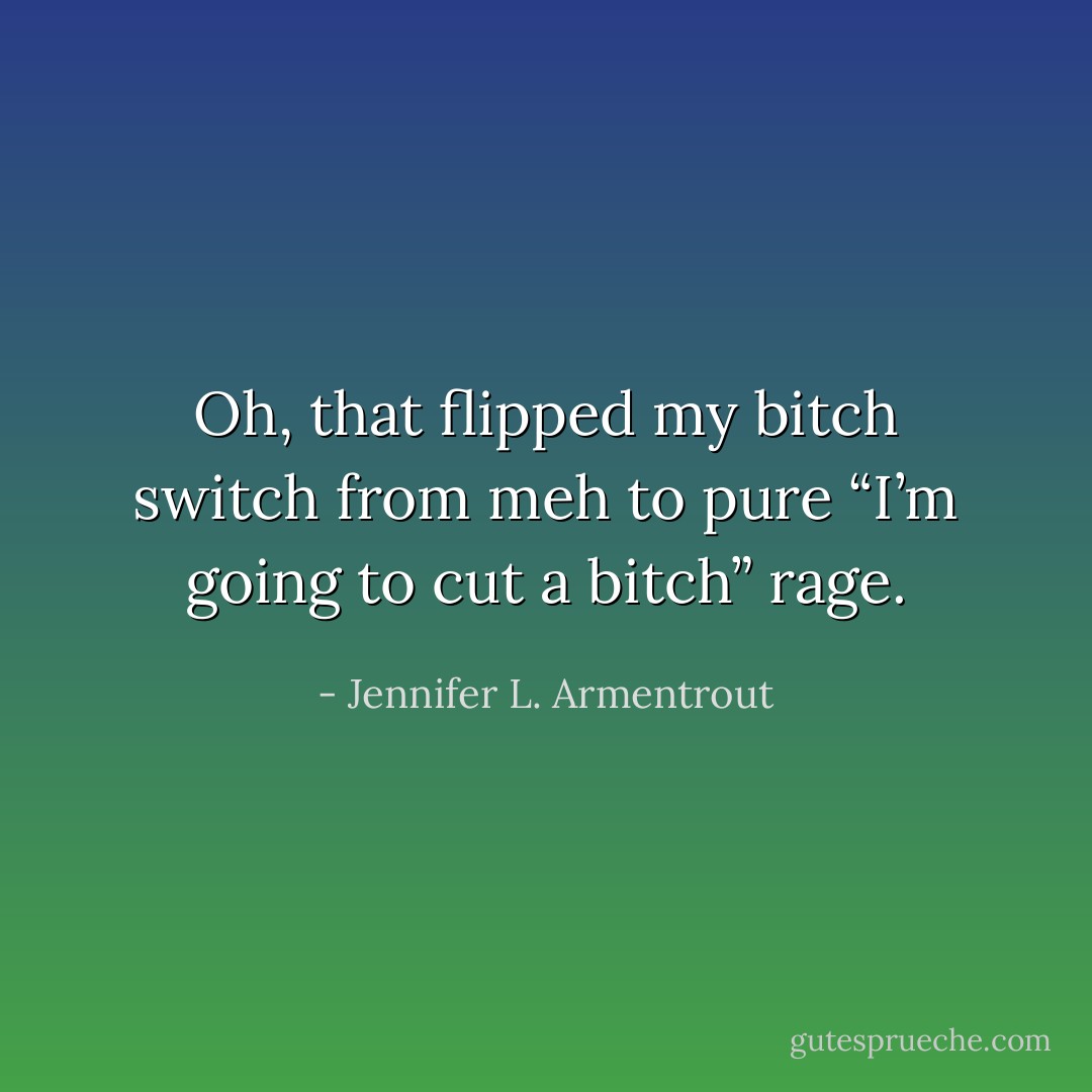 Oh, that flipped my bitch switch from meh to pure “I’m going to cut a bitch” rage. - Jennifer L. Armentrout