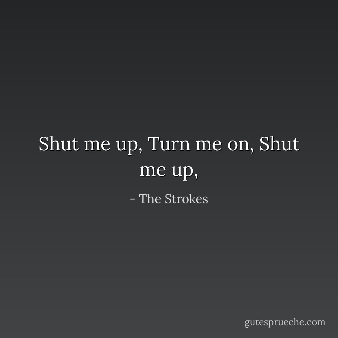 Shut me up,<br />Turn me on,<br />Shut me up, - The Strokes