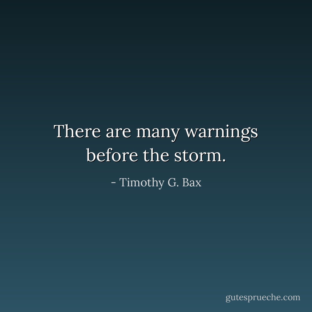 There are many warnings before the storm. - Timothy G. Bax