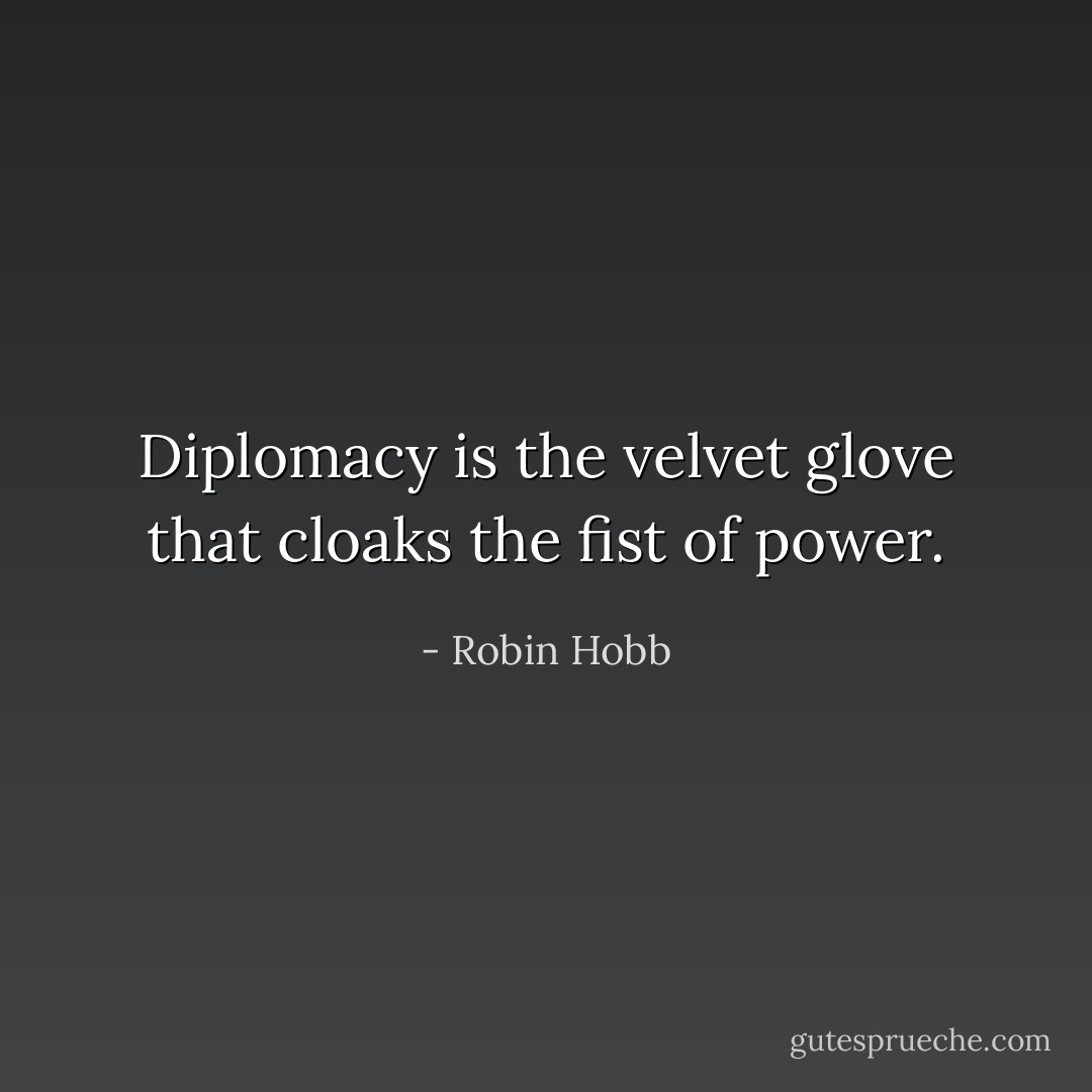 Diplomacy is the velvet glove that cloaks the fist of power. - Robin Hobb