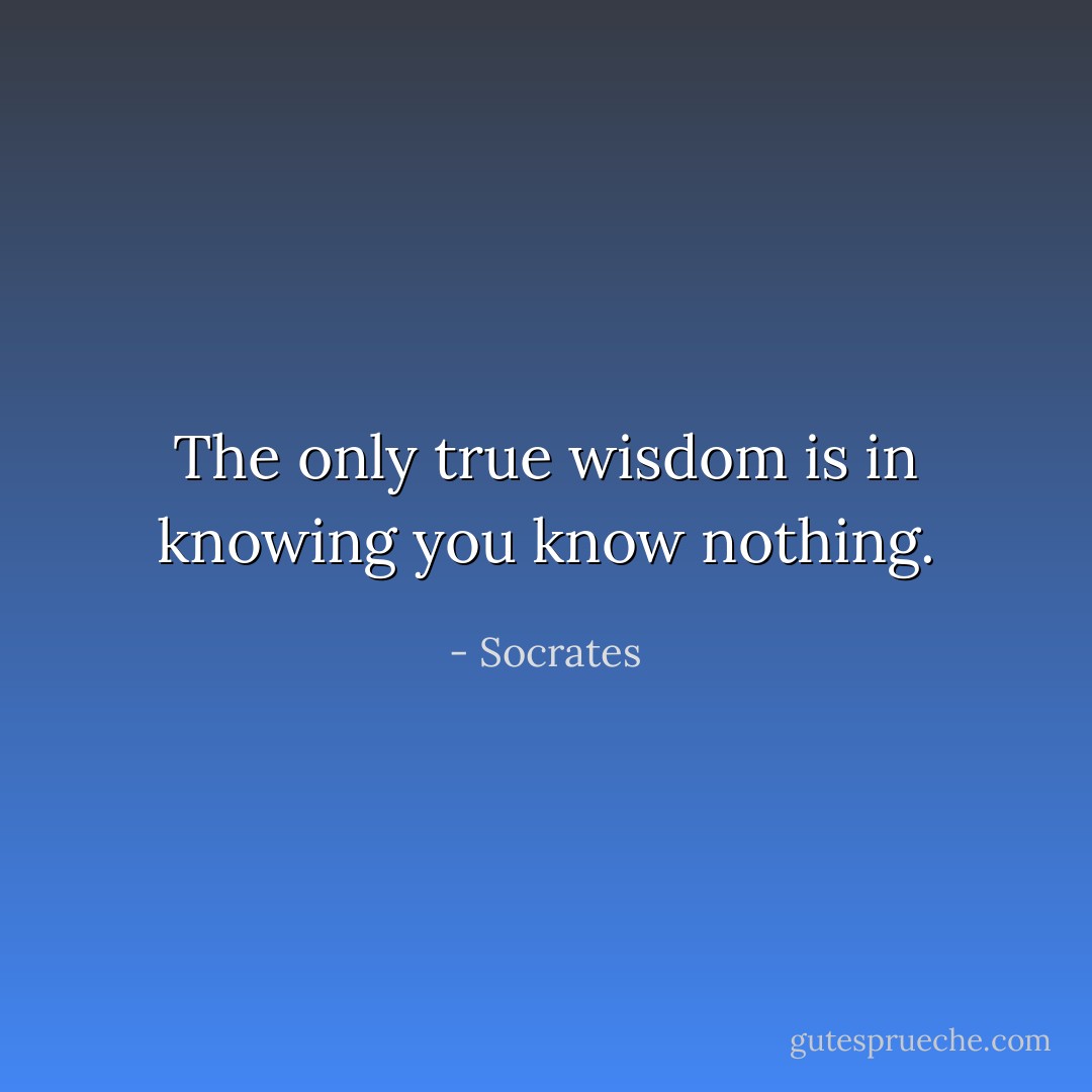The only true wisdom is in knowing you know nothing. - Socrates