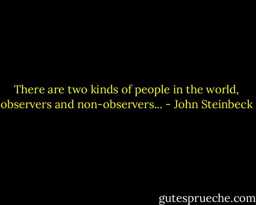 There are two kinds of people in the world, observers and non-observers... - John Steinbeck