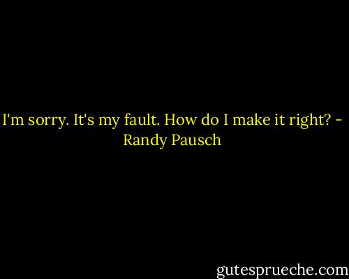 I'm sorry.<br />It's my fault.<br />How do I make it right? - Randy Pausch
