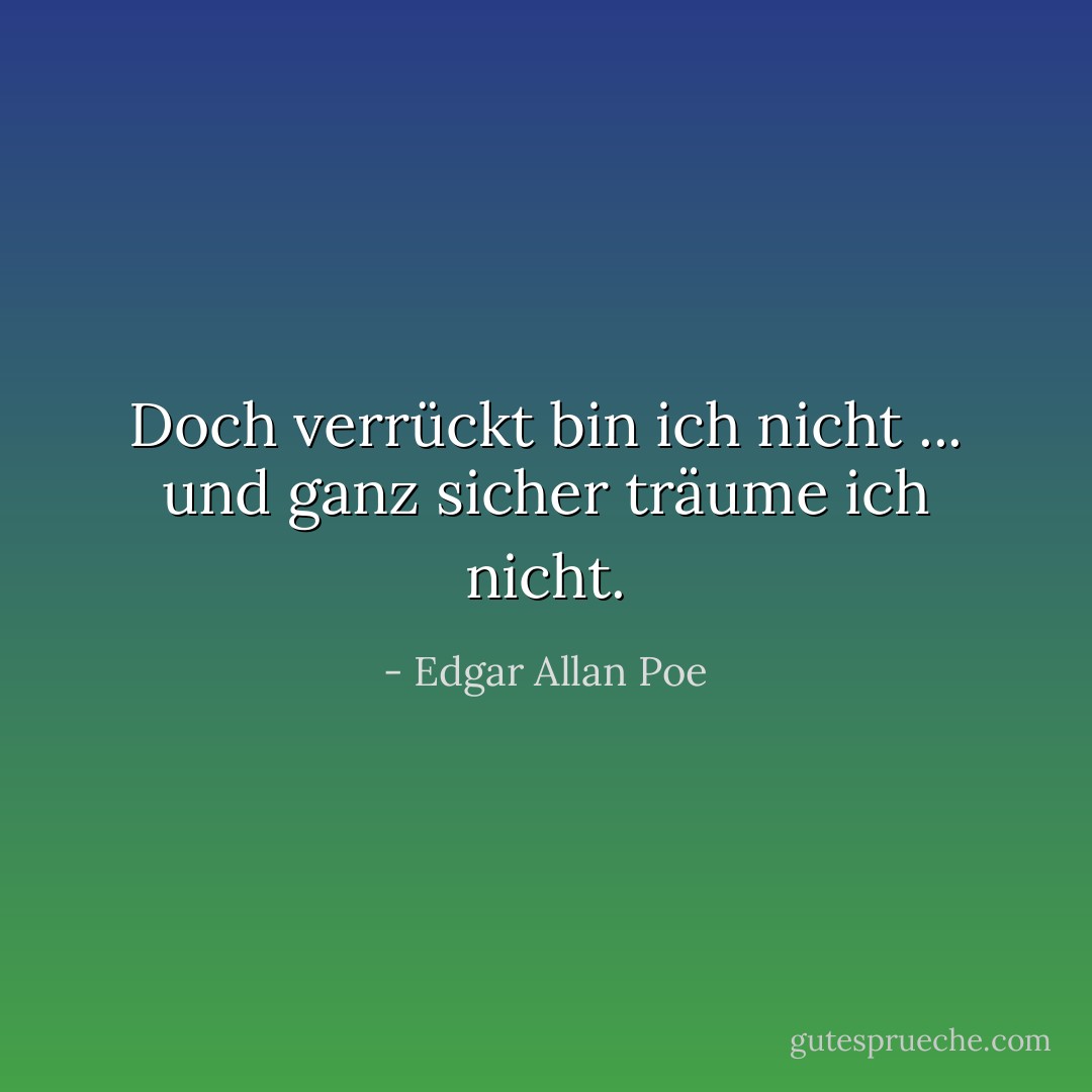 Doch verrückt bin ich nicht ... und ganz sicher träume ich nicht. - Edgar Allan Poe<