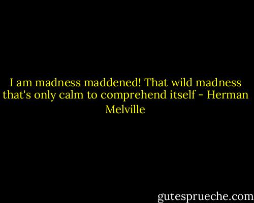I am madness maddened! That wild madness that's only calm to comprehend itself - Herman Melville