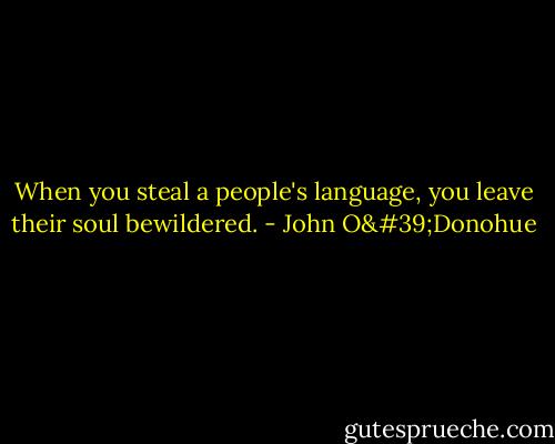 When you steal a people's language, you leave their soul bewildered. - John O'Donohue