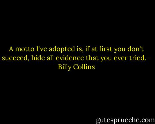 A motto I've adopted is, if at first you don't succeed, hide all evidence that you ever tried. - Billy Collins