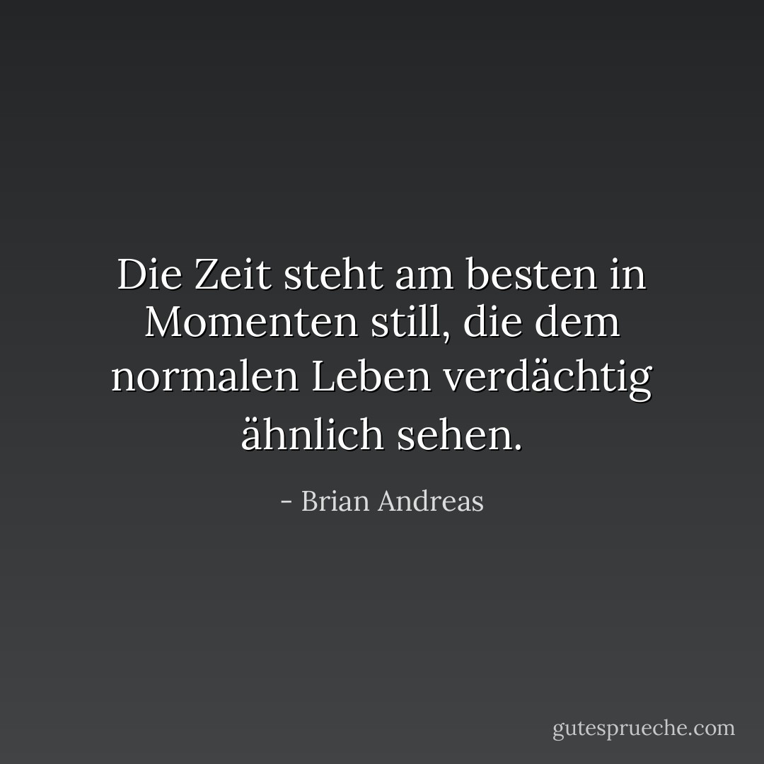 Die Zeit steht am besten in Momenten still, die dem normalen Leben verdächtig ähnlich sehen. - Brian Andreas<
