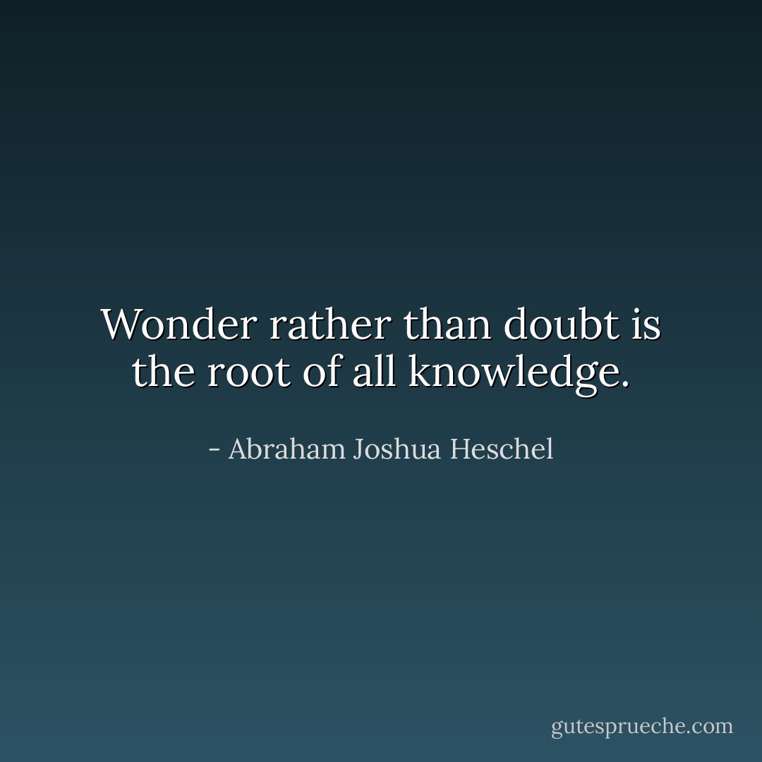 Wonder rather than doubt is the root of all knowledge. - Abraham Joshua Heschel