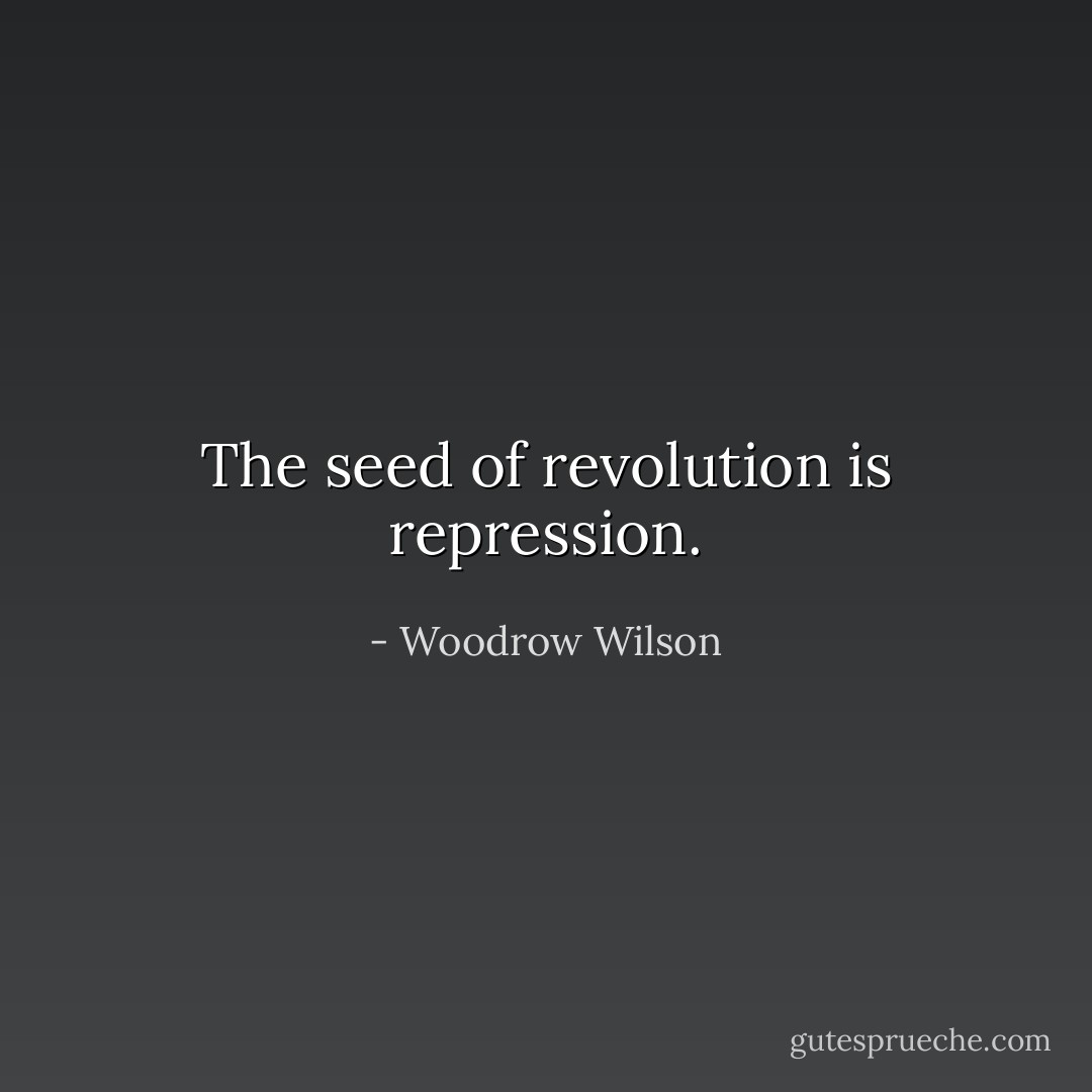 The seed of revolution is repression. - Woodrow Wilson